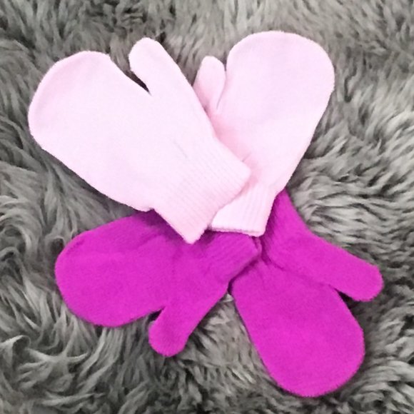 Kids Dream | Toddler Girl's Winter Mitten | 2 Piece Set | Pink & Purple | OS - Picture 2 of 2